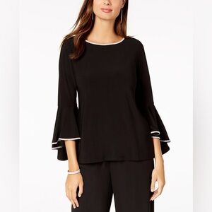 MSK Black Embellished Bell Sleeve Top Size S Women’s Dressy Blouse Elegant Chic